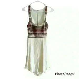 Maurice’s white dress with multi colored stripes and back cutout size 7/8